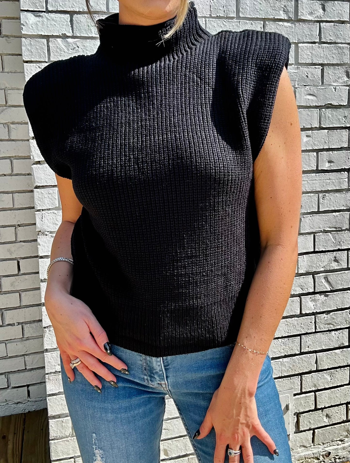 Fiona Shoulder Padded Knit Vest